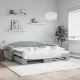 Daybed with Trundle and Mattresses Light Grey 90x190 cm Velvet 3197393