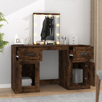 Dressing Table with LED Smoked Oak 130x50x132.5 cm 3185348