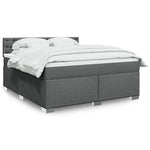 ZNTS Box Spring Bed with Mattress Dark Grey 180x200 cm Fabric 3285982