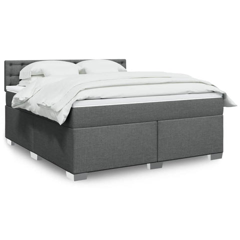ZNTS Box Spring Bed with Mattress Dark Grey 180x200 cm Fabric 3285982