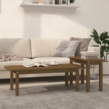 2 Piece Coffee Table Set Honey Brown Solid Wood Pine 822365