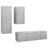 4 Piece TV Cabinet Set Concrete Grey Engineered Wood 3079151