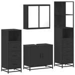 ZNTS 4 Piece Bathroom Furniture Set Black Engineered Wood 3301245