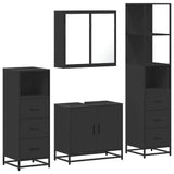 ZNTS 4 Piece Bathroom Furniture Set Black Engineered Wood 3301245