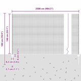 Welded Wire Fence with Post 25 x 1.4 m PVC-Coated Steel Grey 3336606