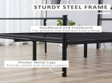 King Metal Bed Frame Solid Bedstead Base with Headboard and Footboard, Metal Slat Support and T3398P378738