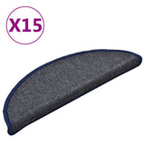 Stair Mats 15 pcs 56x17x3 cm Dark Grey and Blue Half Round 322364