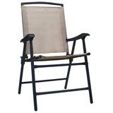 Chair Set of 2 Taupe Textilene, Steel Medium Foldable Chair 47925