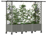 Raised Bed with Trellis and Roof Light Grey 162.5 x 40 x 142 cm 3423119