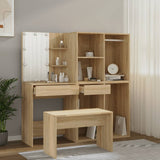 Dressing Table Set with LED Sonoma Oak Engineered Wood 3114101