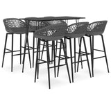 7 Piece Bar Set Black and Grey 3057391