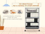 Small Animal Cage Pet Play House with Wheels Platforms Light Grey T3398P350046