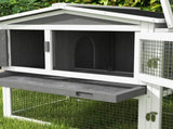 Rabbit Hutch with Run Wooden Guinea Pig Hutch Outdoor Bunny Cage Hide House with Sliding Tray, Hay T3398P548564