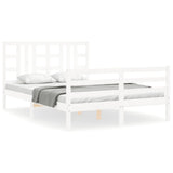 Bed Frame without Mattress White King Size Solid Wood 3193927