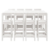 9 Piece Garden Bar Set White Solid Wood Pine 3154771