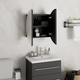 Bathroom Cabinet with Round Mirror&LED Black 40x40x17.5 cm 345580