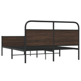 Metal Bed Frame without Mattress Brown Oak 150x200 cm King Size 3318708