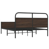 Metal Bed Frame without Mattress Brown Oak 160x200 cm 3318709