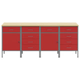 Work Cabinet with Drawer 4 pcs Red and Grey 200 x 55 x 85 cm 3321387