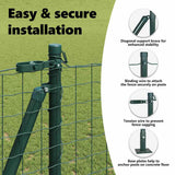 Fence Post with Concrete Base 52 pcs Green Powder-Coated Steel 3350230
