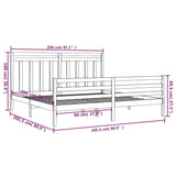 ZNTS \ Bed Frame without Mattress Black 200x200 cm Solid Wood 3105339