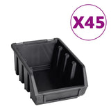 96 Piece Storage Bin Kit with Wall Panels Red and Black 150807