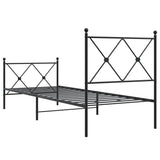 Metal Bed Frame without Mattress with Footboard Black 80x200cm 376511