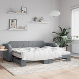 Daybed with Trundle and Mattresses Light Grey 90x190 cm Fabric 3197707