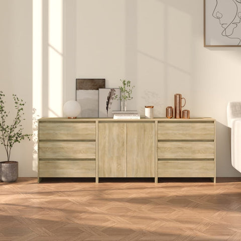 3 Piece Sideboard Sonoma Oak Engineered Wood 3098067
