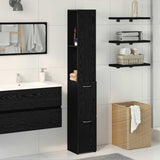Bathroom Cabinet Black Oak 25 x 25 x 170 cm Engineered Wood 862669