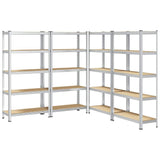 5-Layer Storage Shelves 4 pcs Silver Steel&Engineered Wood 3307591