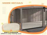 118cm Dog Crate Furniture with Removable Cushion for Extra Large Dogs - Walnut Brown T3398P349631
