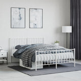 Metal Bed Frame without Mattress with Footboard White 135x190cm 374503