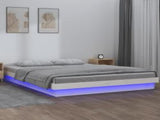 Bed Frame White Solid pinewood, Plywood Double Bed Frame 819973