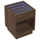 ZNTS Bedside Table with Infinity LED Brown Oak 40x40x50 cm 3284083