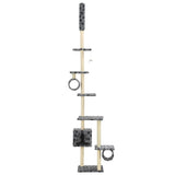 Cat Tree with Sisal Scratching Posts 260 cm Grey Paw Prints 170533