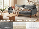 2 Seater Sofa, Loveseat Sofa with Spring Cushions, Wide and Deep Seat, Wood Legs, Grey T3398P552549