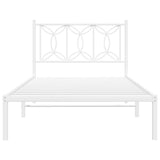 Metal Bed Frame without Mattress with Headboard White 100x200cm 376172
