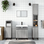 ZNTS 3 Piece Bathroom Cabinet Set Grey Sonoma Engineered Wood 3187803
