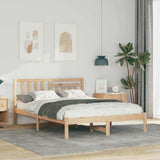 Bed Frame with Headboard Brown 140 x 190 cm Solid Pine Wood 872236