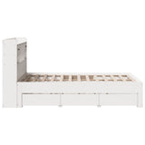 Bookcase Bed without Mattress White 135x190 cm Double Solid Wood Pine 3308976