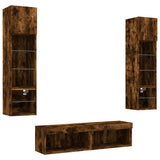 6 Piece TV Wall Units with LED Smoked Oak Engineered Wood 3216626