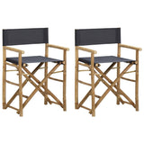 Director's Chair Set of 2 Dark Grey Bamboo, Polyester Standard 313029