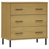 Sideboard with 3 Drawers Brown 77x40x79.5 cm Solid Wood OSLO 350979