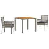 Garden Dining Set 3 pcs Grey Poly rattan 3334909
