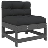 7 Piece Garden Lounge Set with Cushions Grey Solid Wood 3185971