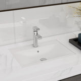 Ceramic Bathroom Sink Basin Faucet/Overflow Hole White Rectangular 141932