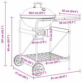 Outdoor Grill with Wheel Black 91 x 71 x 107 cm Metal 42003856