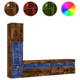 4 Piece TV Wall Units with LED Smoked Oak Engineered Wood 3216715