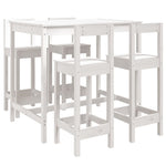 5 Piece Garden Bar Set White Solid Wood Pine 3154751